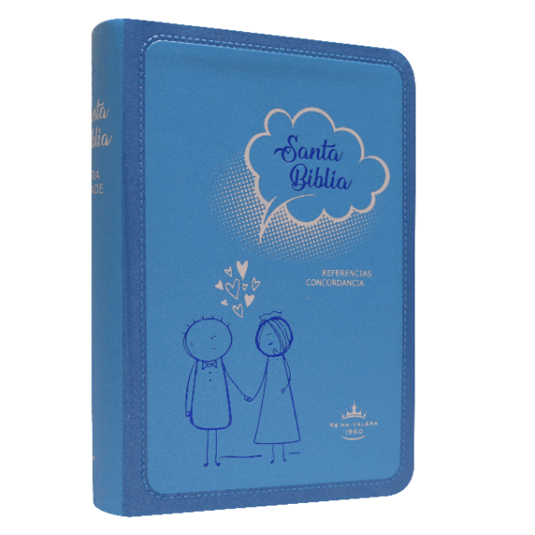 Biblia Reina Valera 1960 Chica Letra Mediana Imitación Piel Azul