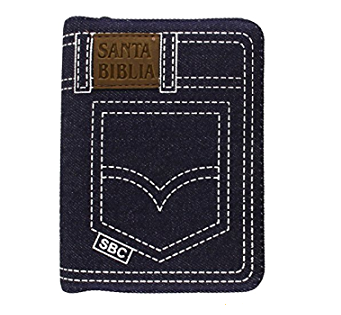 Biblia Reina Valera 1960 Bolsillo Letra Chica Mezclilla Azul Jeans QR [RVR024cJZLMa PJR]