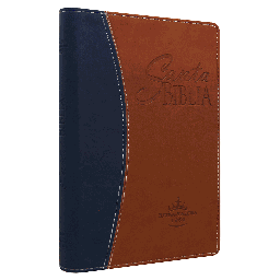 [SBM1278] Biblia Reina Valera 1960 Mediana Letra Grande Imitación Piel Azul/Marrón