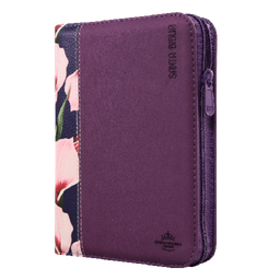 [SBM5637] Biblia Reina Valera 1960 Chica Letra Mediana Imitación Piel Morado Flores QR [RVR046cZLM PJR]