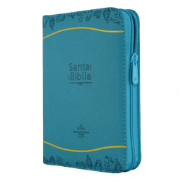 [SBM5603] Biblia Reina Valera 1960 Chica Letra Mediana Imitación Piel Azul Amarillo Código